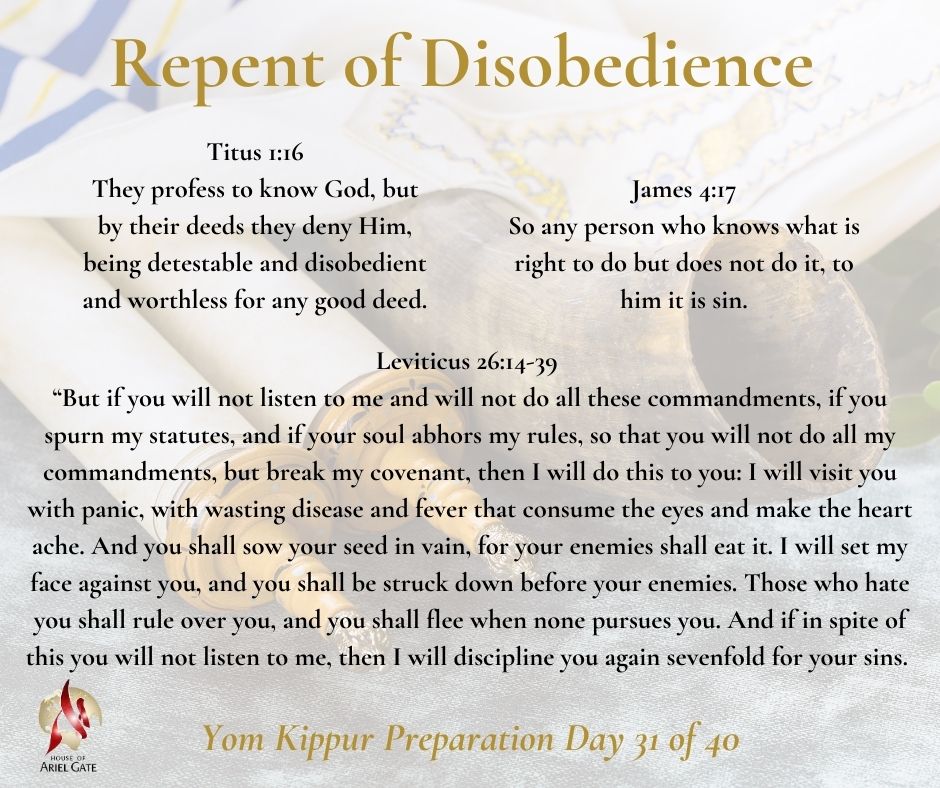 Yom Kippur Preparation Day 30 of 40